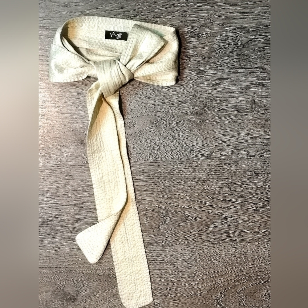 Neo-vintage Eco-lux Ivory Double Face Silk Satin Quilted Wrapped Faux-bi Belt